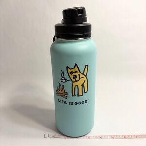 NWOT Life Is Good Mint Insulated Stainless Steel Water Bottle 32oz Dog Graphic